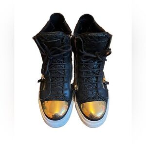 Giuseppe Zanotti Black and Gold Sneakers
